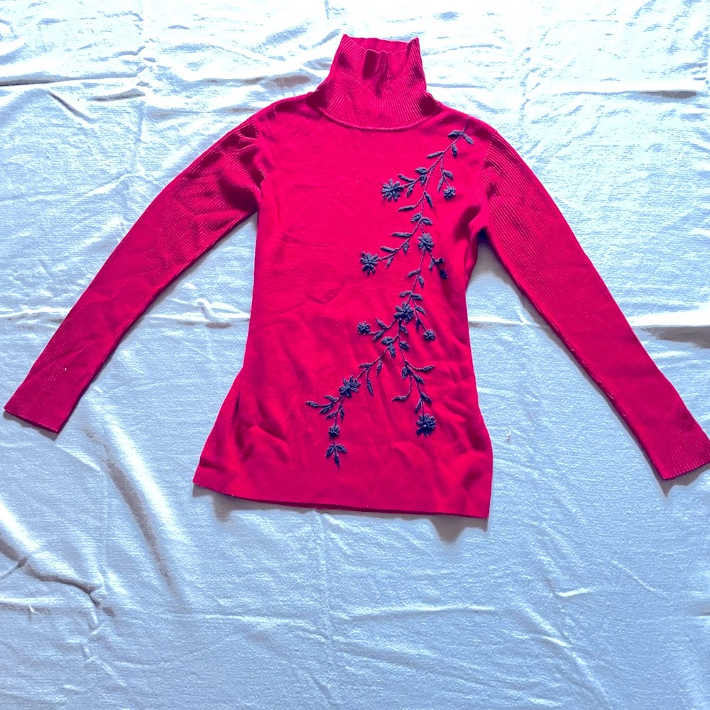 Turtleneck Ribbed Knit Sweater